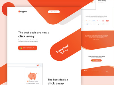 Shoppers I Chrome Extension banner color design landing page orange template uiux