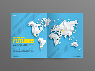 Mount Magazine Feature Fulbright Futures alumni article editorial editorial design feature layout magazine publication spread university