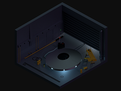 UFO Lab 3d blender lights low poly room ufo