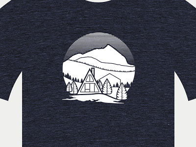 Created Butte Tee a frame crested butte gradient house illustration mountain scene shirt trees tshirt vector