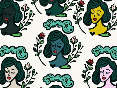 Head in the clouds head in the clouds illustration ladies lady pattern illustration woman women