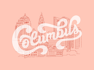 Columbus, Ohio Skyline columbus columbus ohio hand lettered illustration ohio skyline swash