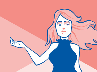 Pink + Blue Lady 70s blue feminine funky handdrawn illustration pink vector art