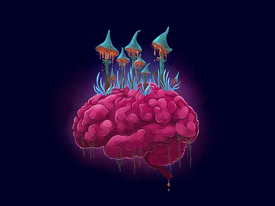 Infected 1 blue brain colour drawing pink