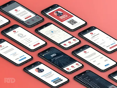 New Rtd Mobile Mockup Red Dribbble bus mobile app mobile pass public transit rtd ticketing train transaction transit application