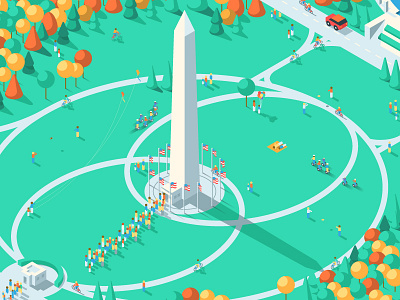 Washington Monument buildings iso isometric kite landscape monument people segway trees washington washington dc