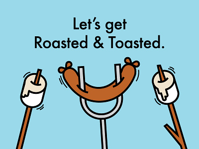 Toasted bbq campfire hotdog illustration marshmallow picnic roasted summer toasted
