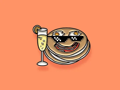 "Pinned" Facebook Sticker: Brunch breakfast brunch character enamel pin facebook illustration mimosa pancakes sticker sunglasses