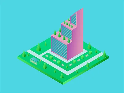 A skyscraper 3d building design house illustration park perspective skyscraper