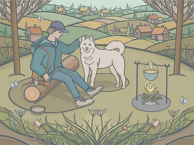 Friends - Day Version art blue day digital painting green hand drawn illustration orange painting photoshop psd