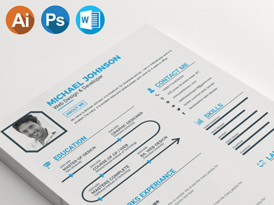 Resume cv template cv word elegant resume indesign
