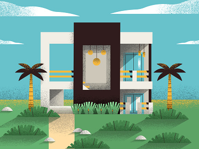 Hotel beach design flat hotel illustration print texture