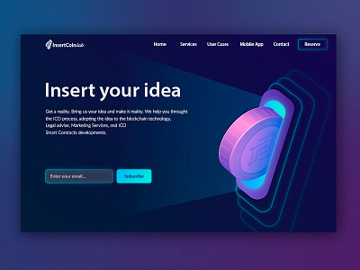Land Page for Blockchain, ICO Services blockchain dark theme ico illustrator land page ui