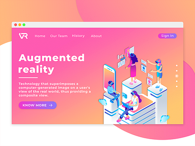 Augmented Reality Cover Page augmented concept cover illustration landing page reality site ui ux