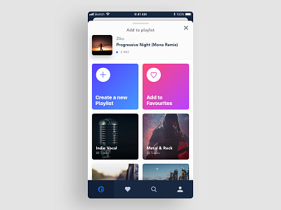 Add To Playlist modal add app mobile modal music playlist thumbnails