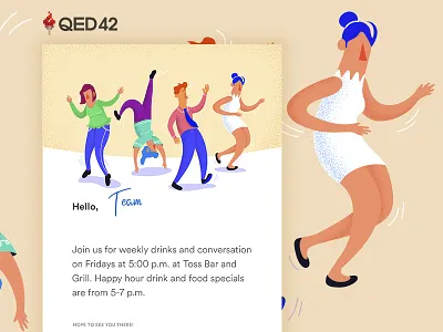 Newsletter: Happy Hour dance design happy hour illustration music office party
