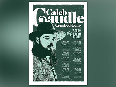 Caleb Caudle Spring Tour Poster blue brand design gig poster green identity music poster print texture type white