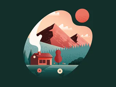 Cabin in the Mountains cabin illustration illustrator landscape mountains nature vector