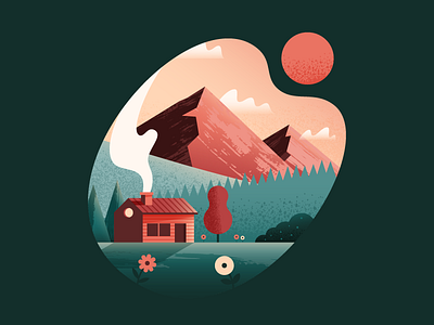 Cabin in the Mountains cabin illustration illustrator landscape mountains nature vector