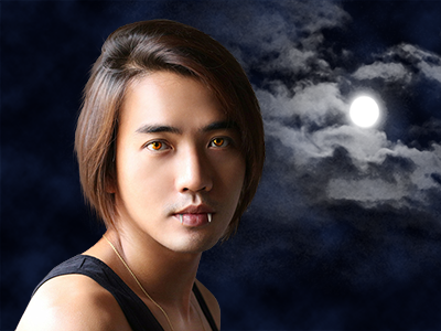 Vargmane For Dribbble asian boy fangs moon night teen werewolf wolf