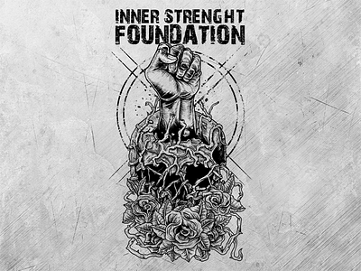 Inner Strenght Foundation artworkforsale bandmerch clothingline darsideclothing graphictee orbusdeadsign skullartwork skulldrawing tattoodesign tattooskull teeartwork