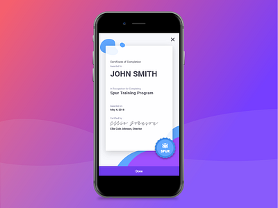 Mobile Certificate award certificate mobile purple seal ui