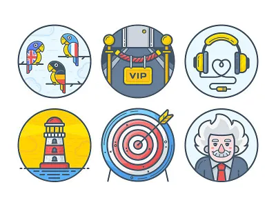 Achievements achievements einstein flag flat headphones heart lighthouse mobile parrot target ui vip