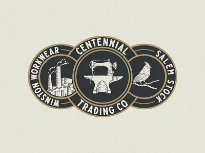 Centennial Trading Co. Group Logo branding centennial trading company design hand drawn illustration lettering north carolina type