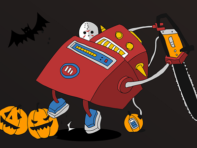 Microstrategy Hackatron - Halloween illustrations robot taiwan
