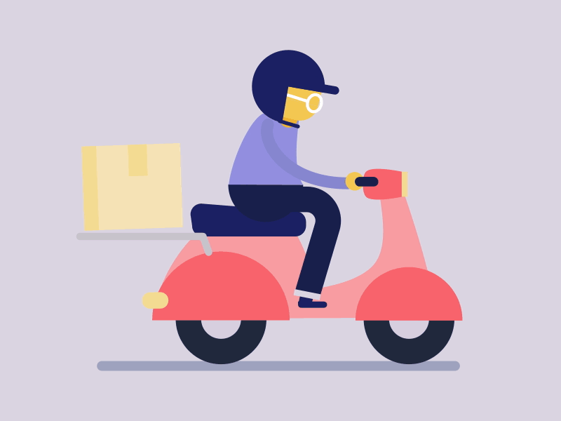 Got something to deliver 2d animation delivery flat gif motion design motion graphics parcel scooter vector vespa