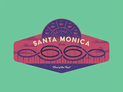 Santa Monica Badge 66 beach california pier route 66 santa monica