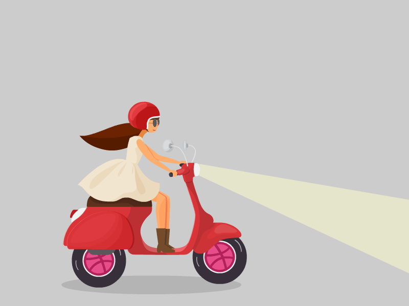 Hello! Dribbble animation bike dribbble first shot flat design gif hello illustration motion graphics riding bike shot vector art