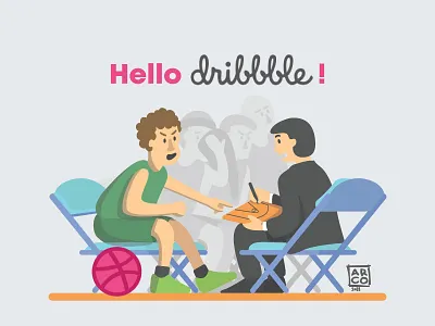 hello dribbble! basketball bench character coach debut first gameplan illustration player shot sport timeout