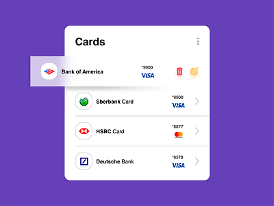 Cards app card cards concept delete design edit interface manage mobile ui ux