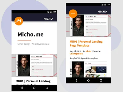 Shot #4620719 app micho mobile mobile app mobile ui personal portfolio ui ux