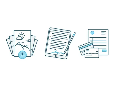Upload, Sign, Sell contract credit card digital icon icons illustration images invoice ipad monoline pay