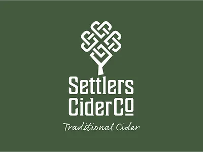 Settlers Cider Company celtic knot craft green identity illustration irish logo logoinspirations monoline simple tree typography