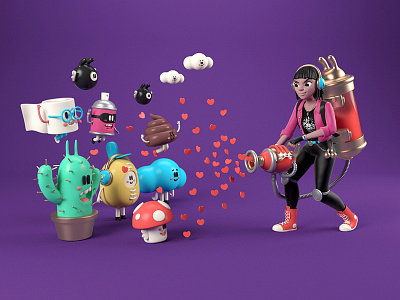 Monster Lover 3d character cinema 4d vray zbrush