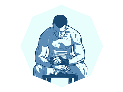 Blood, sweat and tears. badge box fighter icon illustration jiujitsu mma mono