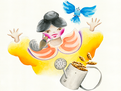 Happy Ending bird celebration cookies friendship gouache hand illustrated happy kiss squirrel watercolor