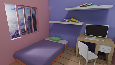 Low poly room 3d graphic design