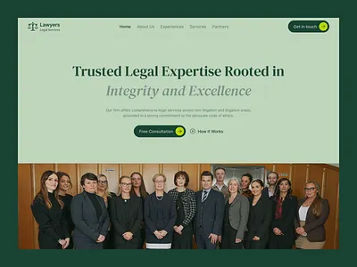 Trusted Legal Services Website UI – Lawyers attorney website green law firm website design law practice ui lawyer uiux lawyers legal consultant design legal services modern law firm professional legal website trusted lawyers user friendly legal ui