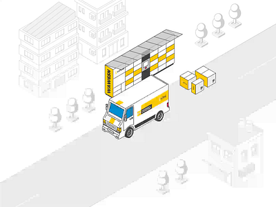 InPost - Delivery isometric animation 2d 2d animation 3d animation animation branding isometric isometric animation logo motion design motion graphics perspective vector