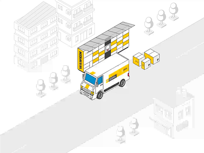 InPost - Delivery isometric animation 2d 2d animation 3d animation animation branding isometric isometric animation logo motion design motion graphics perspective vector