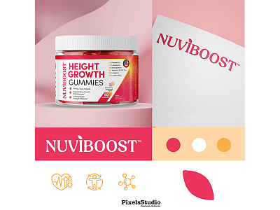 NUVI BOOST Height Growth Gummies Packaging Design brand theme gummies height gummies label design logo design packaging packaging design supplement supplement label supplement label design