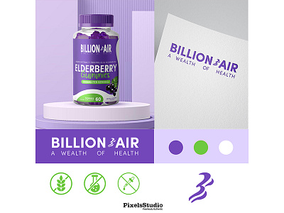 Billion Air Elderberry Gummies Packaging Design commercial design elderberry gummies packaging packaging design