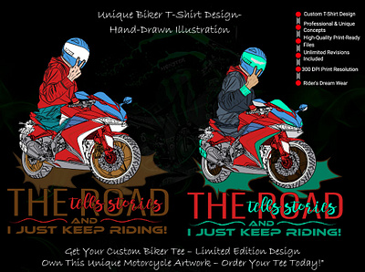 Motorcycle Illustration T-Shirt Design racing bike sketch