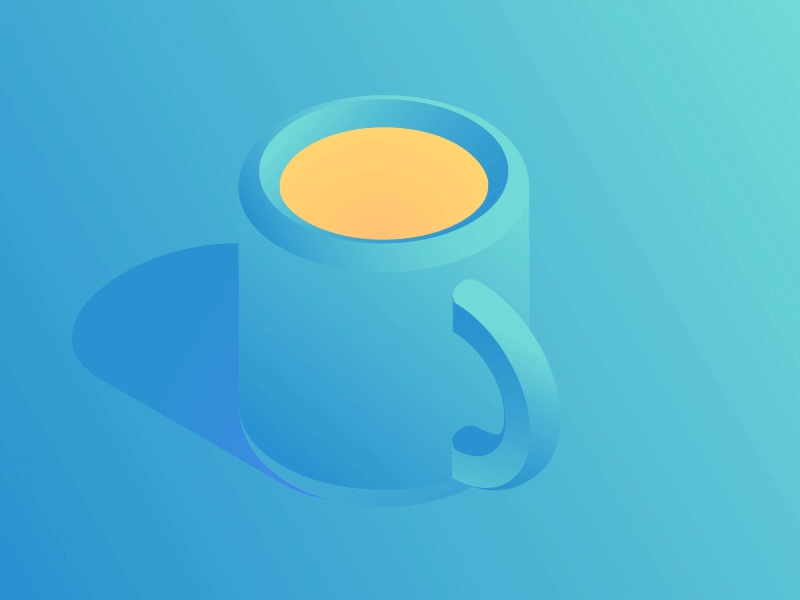 Steaming cuppa 2d 3d animation coffee cup cuppa illustration isometric motion mug steam tea
