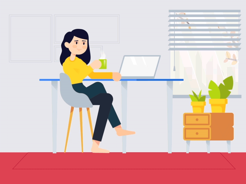 Morning coffee 2d aftereffects animation character coffee flatdesign motion parallax smoke spring