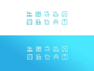 Waterproofing icon set bulding home house icon set water waterproof workers